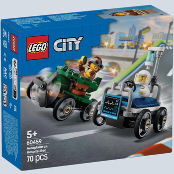 City plane vs hospital bed race car lego